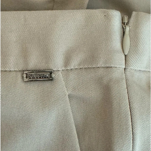 St John Chino Pants Size 16 Side Zip & Button Closure 28” Inseam Pockets Tapered - Picture 8 of 11